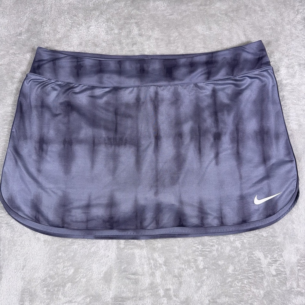 Nike Dri Fit Tennis Skirt Womens Size XL Gray Built In Briefs Pickle Ball Golf